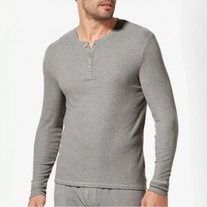 NWT Tommy John Men’s Ribbed Lounge Henley in Heather Grey